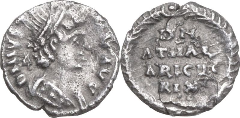 Ostrogothic Italy, Athalaric (526-534). AR Quarter Siliqua, struck in the name o...