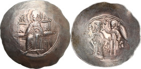 Isaac II Angelus (1185-1195). EL Aspron Trachy. Constantinople mint. Obv. MP-ΘV across upper field. The Theotokos enthroned facing, holding head of th...