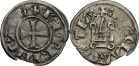 Frankish Greece, Achaea. Charles II of Anjou (1285-1289). BI Denier, Tournois series, Glarentza mint. Malloy 12. Schl. pl. XII, 17. BI. 0.67 g. 19 mm....