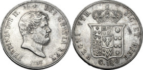 Napoli. Ferdinando II di Borbone (1830-1859). Piastra 1856. P/R 85; MIR (Napoli) 503/5. AG. 27.5 g. 37 mm. BB.