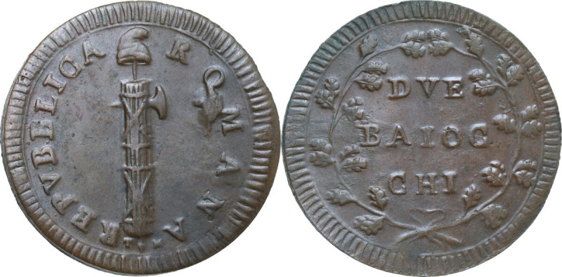 Roma. Repubblica Romana (1798-1799). Due baiocchi. Bruni 5. AE. 16.73 g. 36 mm. ...