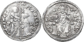 Venezia. Pietro Mocenigo (1474-1476). Marcello o mezza lira sigle PM, Polo Malipiero massaro. CNI tav. VI, 7; Paol. 3. AG. 3.25 g. 26 mm. qSPL.