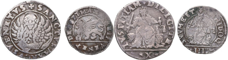 Venezia. Lotto di due monete: 10 gazzette e 4 gazzette legge 10 aprile 1570. AG.