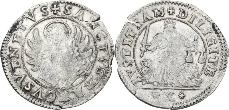 Venezia. 10 gazzette, legge del 5 Gennaio 1571. Paol. 726. AG. 7.8 g. Fessura ne...