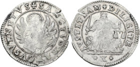 Venezia. 10 gazzette, legge del 5 Gennaio 1571. Paol. 726. AG. 7.8 g. Fessura nel tendello. qSPL/SPL.