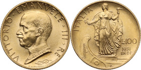 Vittorio Emanuele III (1900-1943). 100 lire 1931 A. IX. Pag. (decimali) 646; MIR (Savoia) 1118a. AU. 8.81 g. 23.5 mm. qFDC.