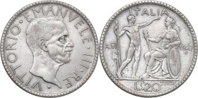 Vittorio Emanuele III (1900-1943). 20 lire 1927 A. VI. Pag. (decimali) 672; MIR (Savoia) 1128b. AG. 14.93 g. 35.5 mm. BB.