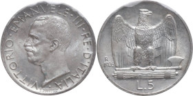 Regno di Italia. Vittorio Emanuele III (1900-1943). 5 lire 1926. Pag. (decimali) 709. AG. RR. Periziata Cavaliere. FDC.
