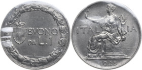 Regno di Italia. Vittorio Emanuele III (1900-1943). Buono da 1 lira 1928. Pag. (decimali) 781. NI. Periziata Cavaliere. qFDC.