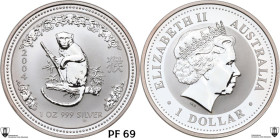 Australia. Elizabeth II (1952-2022). Dollar 2004, Lunar Series, Year of the Monkey. KM 674. AG. 31.14 g. 40 mm. PROOF. Encapsulated by Classical Coin ...