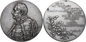 Austria. Franz Joseph I (1848-1916). Medal 1898, Graf Hunyadi. AR. 53 g. 50 mm. Opus: Scharf. Bumps on edge. Stains, otherwise. UNC.