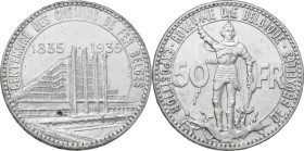 Belgium. Leopold III (1934-1951). 50 francs dually dated 1835 and 1935, Brussels, commemorating the centenary of Belgian Railways. KM 106.1. AR. 21.99...