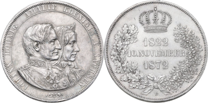 Germany. Johann I of Saxony (1854-1873). 2 Vereinstaler 1872. KM 1231. AR. 37.12...