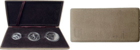 Greece. Box with 3 silver coins: 500 dracmai 1981, 25 dracmai 1981, 100 dracmai 1981. UNC.