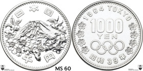 Japan. Shōwa (1926-1989). 1'000 Yen, year 39 (1964), Tokyo Summer Olympic Games. AR. 20.06 g. 35 mm. Encapsulated by Classical Coin Grading MS 60.