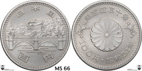 Japan. Shōwa (1926-1989). 100 Yen, year 51 (1976), 50th Anniversary of enthronement. CU/NI. 12.05 g. 30 mm. Encapsulated by Classical Coin Grading MS ...