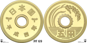 Japan. Heisei (1989-2019). 5 Yen, year 4 (1991). BR. 3.8 g. 22 mm. Encapsulated by Classical Coin Grading PF 69 Cameo.