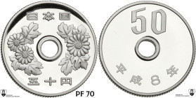 Japan. Heisei (1989-2019). 50 Yen, year 8 (1996). CU/NI. 3.97 g. 21 mm. Encapsulated by Classical Coin Grading PF 70 Cameo.