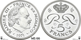 Monaco, Principality of. Rainier III (1949-2005). 5 francs 1971 ESSAI. KM E60; Gad. MC153. AR. 11.53 g. 29 mm. Encapsulated by Classical Coin Grading ...