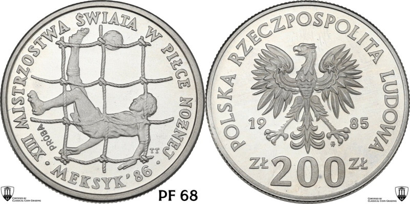 Poland. People's Republic (1952-1989). NI 200 zlotych 1985 PROBA World Cup. KM P...