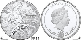 Samoa. 5 Dollars 2023, DC Comics Series, Green Lantern (1 Silver Ounce). AR. 31.23 g. 39 mm. Encapsulated by Classical Coin Grading PF 69 Cameo.