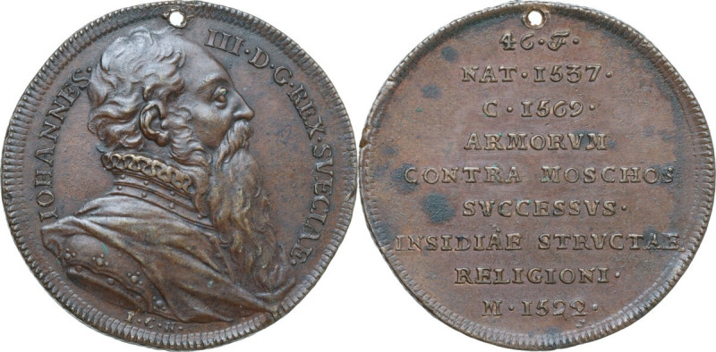 Sweden. Johann III Wasa (1568-1592). AE Medal, 1691-1771. Obv. Bust right. Rev. ...