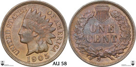 USA. AE Cent 1905. AE. 3.09 g. 19 mm. Encapsulated by Classical Coin Grading AU 58.
