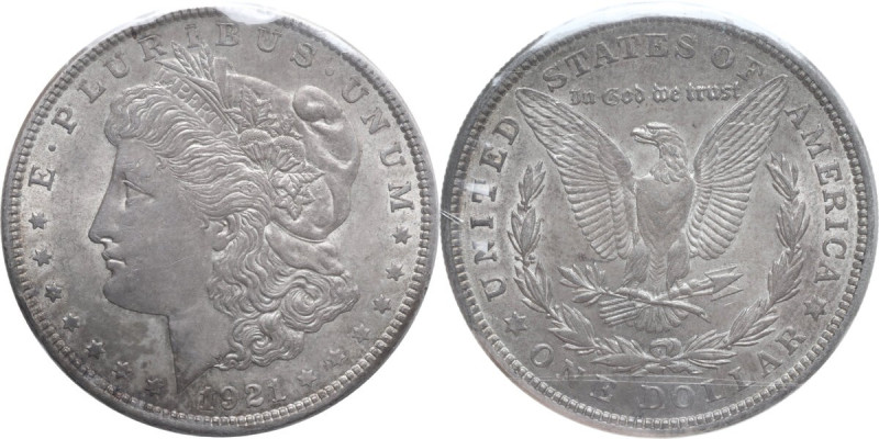 USA. AR Morgan Dollar, 1921. KM 110. AR. Periziata Cavaliere. qFDC.