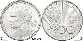Yugoslavia. Josip Broz Tito. 200 Dinara 1977. KM 64. AG. 15.18 g. 32 mm. Encapsulated by Classical Coin Grading MS 63.