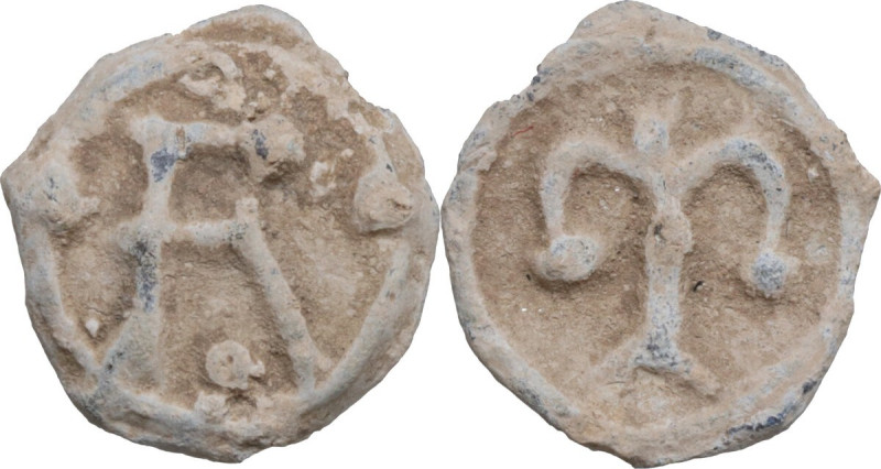 Leads from Ancient and Medieval World. PB Tessera, ancient world. D/ Large R; fo...