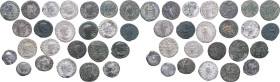 The Roman Empire. Multiple lot of twenty-four (24) unclassified AR and AE Roman Imperial coins.