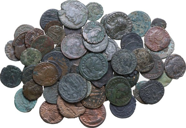 The Roman Empire. Multiple lot of sixty-five (65) unclassified AE Roman Imperial...