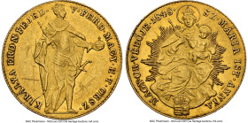 Ferdinand V gold Ducat 1848 AU Details (Obverse Graffiti) NGC, KM433, Huszar-2091. SZ Maria reverse legend type. War of Independence issue. HID0980124...