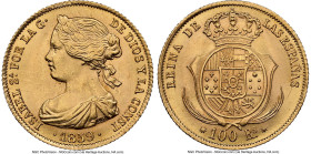 Isabel II gold 100 Reales 1859 MS65 NGC, Barcelona mint, Cal-770. KM605.1. HID09801242017 © 2024 Heritage Auctions | All Rights Reserved