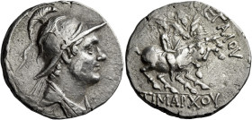 Tetradrachm, Ecbatana circa 164-161, AR 27 mm, 16.71 g. Diademed and draped bust of Timarchus r., wearing crested Boeotian helmet. Rev. [BAΣΙΛΕΩΣ] MEΓ...