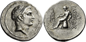 Tetradrachm, ”Antiochia on the Persian Gulf” mint circa 161-150, AR 28 mm, 16.26 g. Diademed head of Demetrius I r. Fillet border. Rev. BAΣΙΛΕΩΣ – ΔHM...