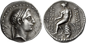 Tetradrachm, Susa circa 161-150, AR 28 mm, 16.77 g. Diademed head of Demetrius I r. Fillet border. Rev. BAΣΙΛΕΩΣ – ΔHMHTPIOY Apollo seated l. on ompha...