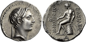 Tetradrachm, Susa circa 161-150, AR 27 mm, 16.92 g. Diademed head of Demetrius I r. Fillet border. Rev. BAΣΙΛΕΩΣ – ΔHMHTPIOY Apollo seated l. on ompha...