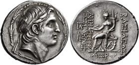 Tetradrachm, Antiochia on the Orontes circa 152-151, AR 30 mm, 16.58 g. Diademed head of Demetrius I r., with fleshy features and long hair on back of...