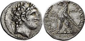 Tetradrachm, Ake-Ptolemaïs 151-150 (year 162), AR 26 mm, 14.18 g. Diademed head of Alexander I r. Dotted border. Rev. [BA]ΣIΛEΩΣ – AΛEΞANΔ[ΡOΥ] Eagle,...