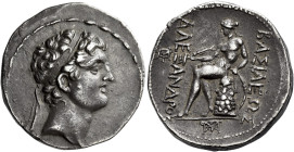 Tetradrachm, Susa circa 150-147, AR 28 mm, 16.86 g. Diademed head of Alexander I r. Fillet border. Rev. BAΣΙΛΕΩΣ – AΛEΞANΔPOY Apollo seated l. on omph...