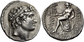 Tetradrachm, Susa circa 150-147, AR 27 mm, 16.76 g. Diademed head of Alexander I r. Fillet border. Rev. BAΣΙΛΕΩΣ – AΛEΞANΔPOY Apollo seated l. on omph...