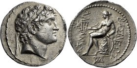 Tetradrachm, Susa circa 150-147, AR 30 mm, 16.84 g. Diademed head of Alexander I r. Fillet border. Rev. BAΣΙΛΕΩΣ – AΛEΞANΔPO[Y] Apollo seated l. on om...