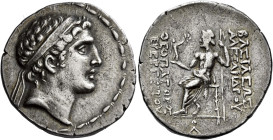 Tetradrachm, Seleucia on the Tigris circa 150-145, AR 29 mm, 16.52 g. Diademed head of Alexander I r. Fillet border. Rev. BAΣIΛEΩΣ – AΛEΞANΔPOY – ΘΕΟΠ...