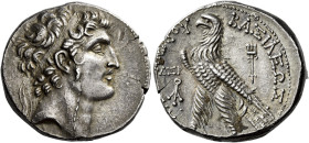 Tetradrachm, Berythus 149-148 (year 164), AR 27 mm, 14.30 g. Diademed head of Alexander I r. Dotted border. Rev. BAΣIΛEΩΣ – AΛEΞANΔΡOΥ Eagle, with clo...