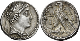 Tetradrachm, Tyre 146-145 (year 167), AR 28 mm, 14.14 g. Diademed and draped bust of Demetrius II r. Dotted border. Rev. BAΣIΛEΩΣ – ΔHMHTPIOY Eagle, w...