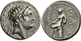 Tetradrachm, uncertain mint in Western Persia circa 146-145, AR 26 mm, 16.64 g. Diademed head of Demetrius II r. Fillet border. Rev. BAΣΙΛΕΩΣ – ΔHMHTP...
