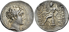 Tetradrachm, Antiochia on the Orontes 145-144 (year 168), AR 30 mm, 16.00 g. Diademed head of Demetrius II r. Laurel wreath border. Rev. BAΣΙΛΕΩΣ – ΔH...