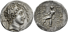 Tetradrachm, Antiochia on the Orontes 145-144 (year 168), AR 31 mm, 16.92 g. Diademed head of Demetrius II r.; behind, pilei. Laurel wreath border. Re...
