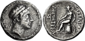 Tetradrachm, Antiochia on the Persian Gulf mint circa 145-144, AR 27 mm, 15.20 g. Diademed head of Demetrius II r. Fillet border. Rev. BAΣΙΛΕ[ΩΣ] – ΔH...